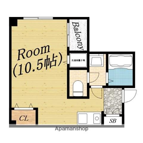 ハイツプル二エ(ワンルーム/3階)の間取り写真