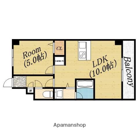 イタニティ太子橋(1LDK/2階)の間取り写真