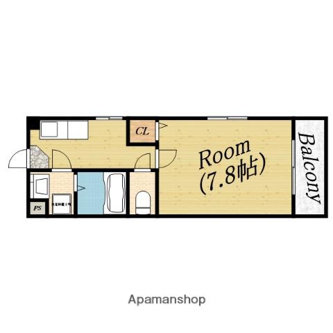 パールコート(1K/1階)の間取り写真