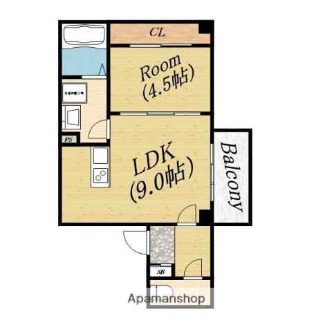 エルグランド今市(1LDK/3階)の間取り写真