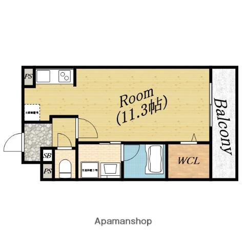 ボンジューネ(ワンルーム/2階)の間取り写真