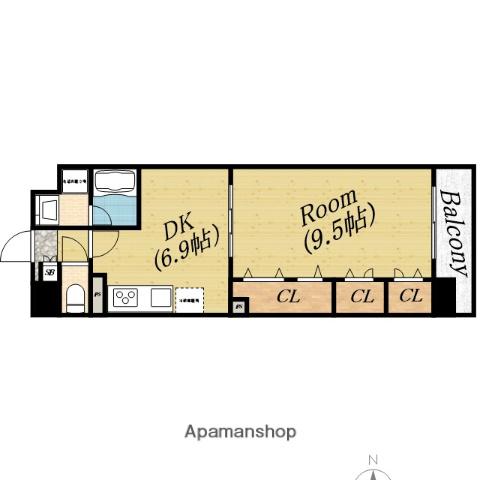 レジディア城北公園通(1DK/8階)の間取り写真