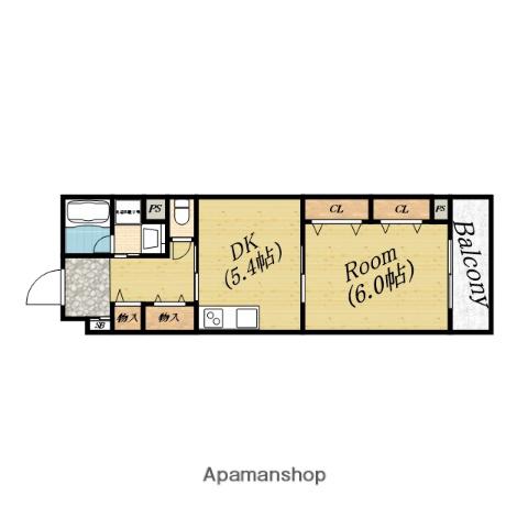 パインヴィレッジ(1DK/4階)の間取り写真