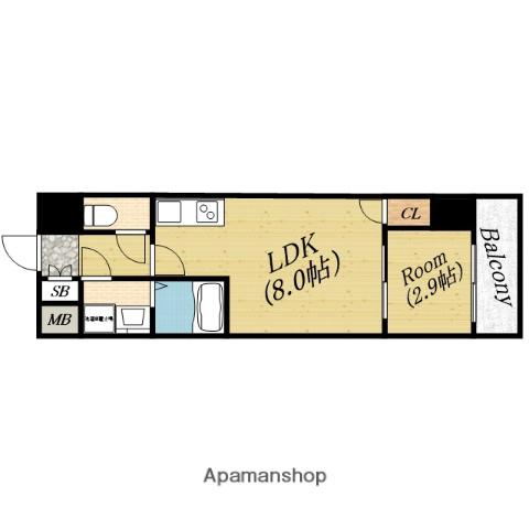 ガルデニア城北公園(1LDK/2階)の間取り写真