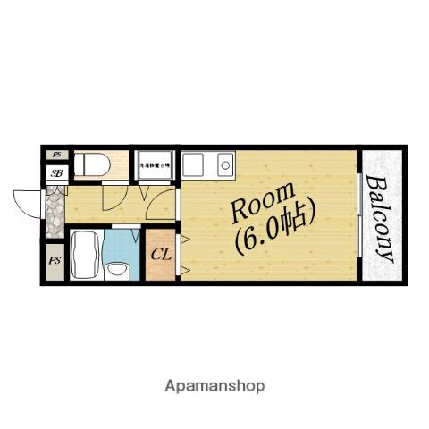 ウエスト ポイント(ワンルーム/2階)の間取り写真