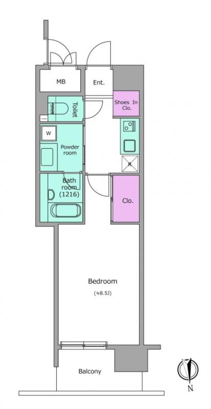 ビエラコート内久宝寺(1K/11階)の間取り写真