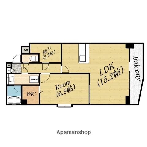 アンリシェール(1SLDK/4階)の間取り写真