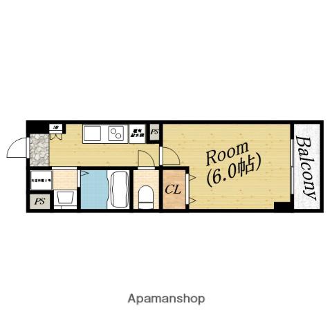 みおつくし今市Ⅱ(1K/6階)の間取り写真