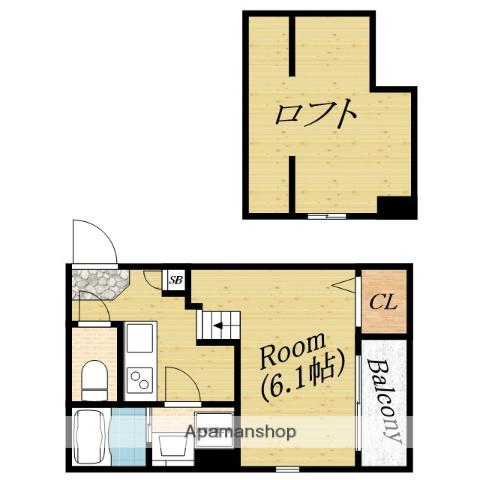 ココナッツ(1K/2階)の間取り写真