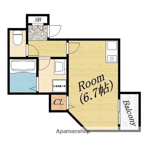 ワンシャインSK(ワンルーム/1階)の間取り写真