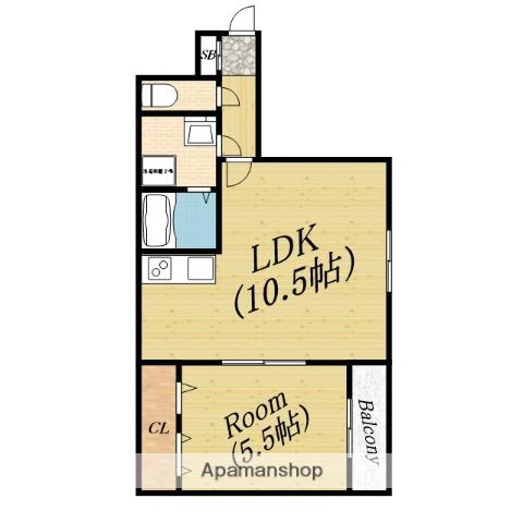 ノイヴェル大宮(1DK/3階)の間取り写真