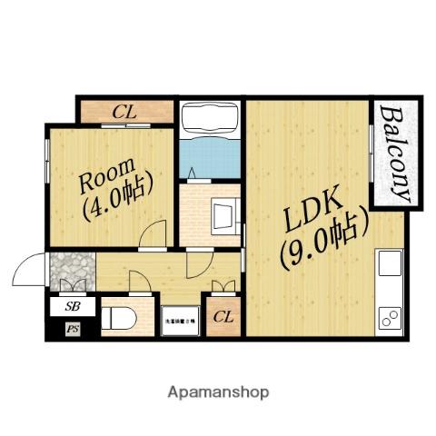 ノイヴェル大宮(1LDK/3階)の間取り写真