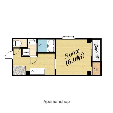 りぶらるⅠ(1K/4階)の間取り写真