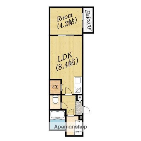 アバンティオ城北公園通(1LDK/2階)の間取り写真