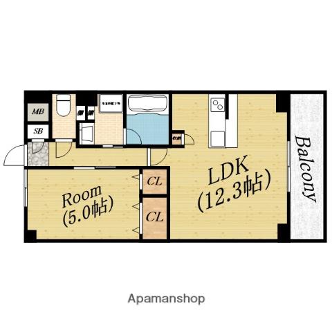 エスタジオ関目高殿(1LDK/6階)の間取り写真