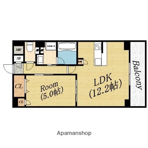 エスタジオ関目高殿(1LDK/1階)の間取り写真
