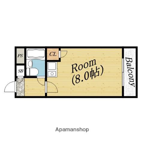 メビウス城北公園レジデンス(ワンルーム/4階)の間取り写真