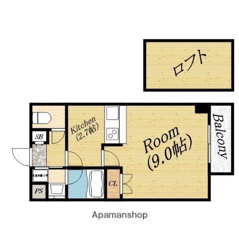 エイト シロキタⅡ(1K/2階)の間取り写真