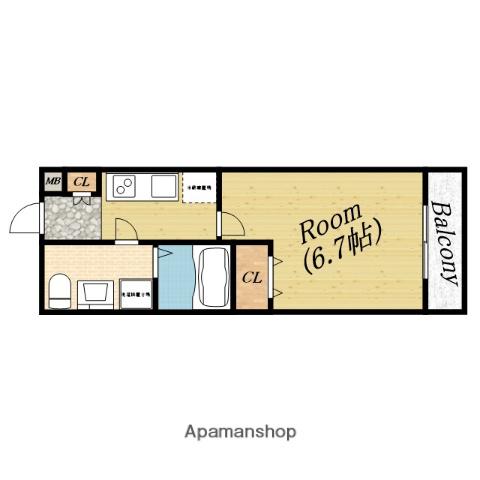 カーサクレスト清水Ⅰ(1K/3階)の間取り写真