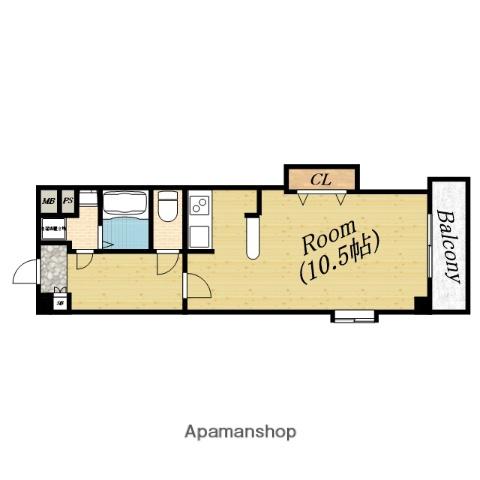 アルマ・マーテル(ワンルーム/2階)の間取り写真