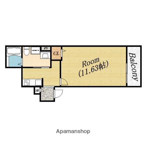 フィノ森小路(1K/2階)の間取り写真