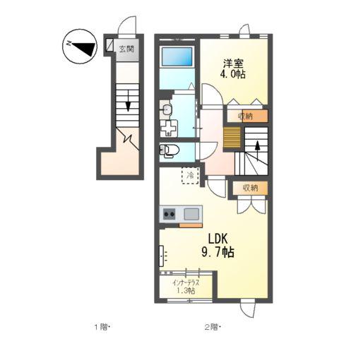 帆凪HONAGI(1LDK/2階)の間取り写真