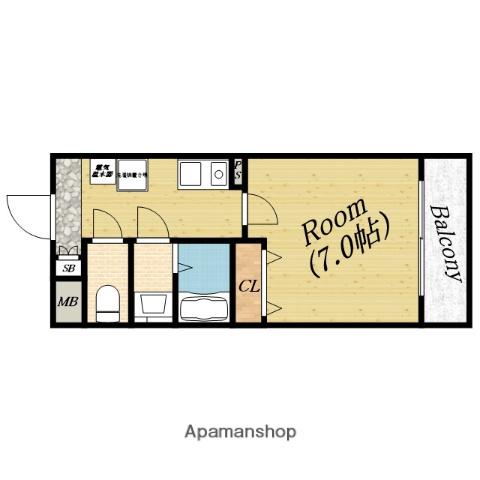 都マンション赤川(1K/4階)の間取り写真