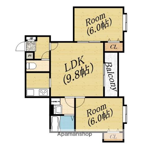 ヴィラージュ モン シュー (2LDK/2階)の間取り写真
