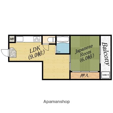 ハイツアスカ(1LDK/3階)の間取り写真