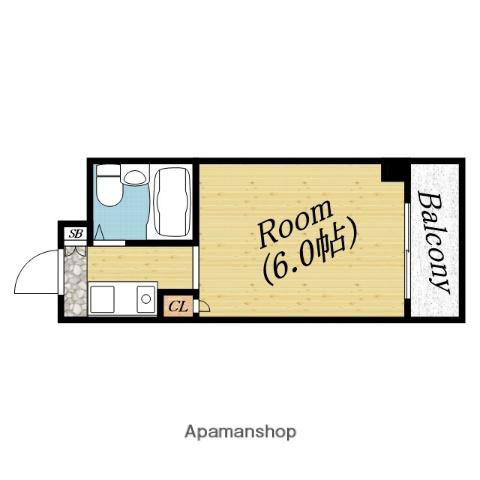 グリーンリーフ新森(1K/3階)の間取り写真