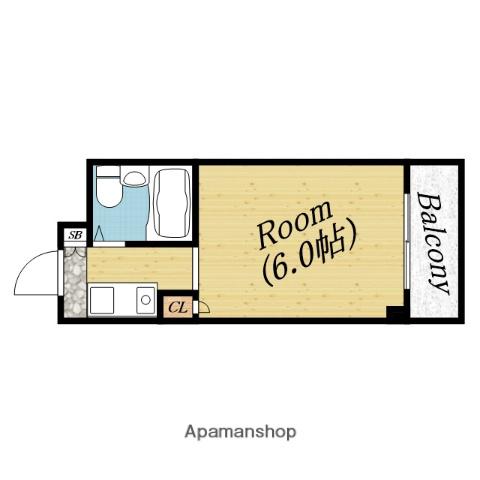 グリーンリーフ新森(1K/3階)の間取り写真