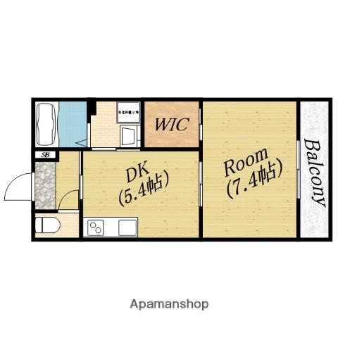 エステート旭(1DK/2階)の間取り写真