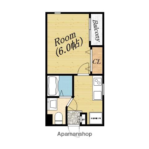 ミーツ大宮(1K/2階)の間取り写真