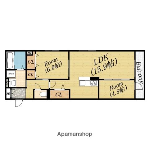 クラシスト中宮サウス(ワンルーム/2階)の間取り写真
