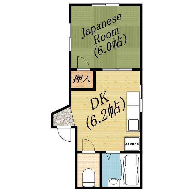 三宅ビル(1DK/4階)の間取り写真