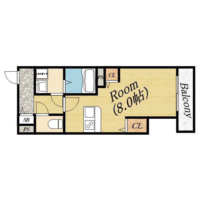 ハイツ片山(ワンルーム/2階)の間取り写真