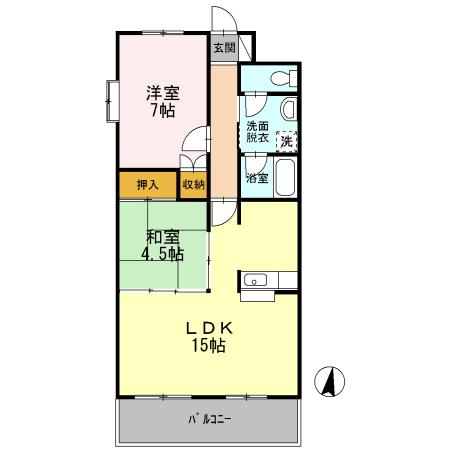 サニーコート暁(2LDK/1階)の間取り写真