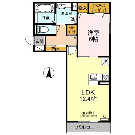 ルミエール新森2(1LDK/2階)の間取り写真