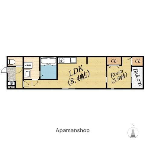 グリュック清水(1LDK/3階)の間取り写真