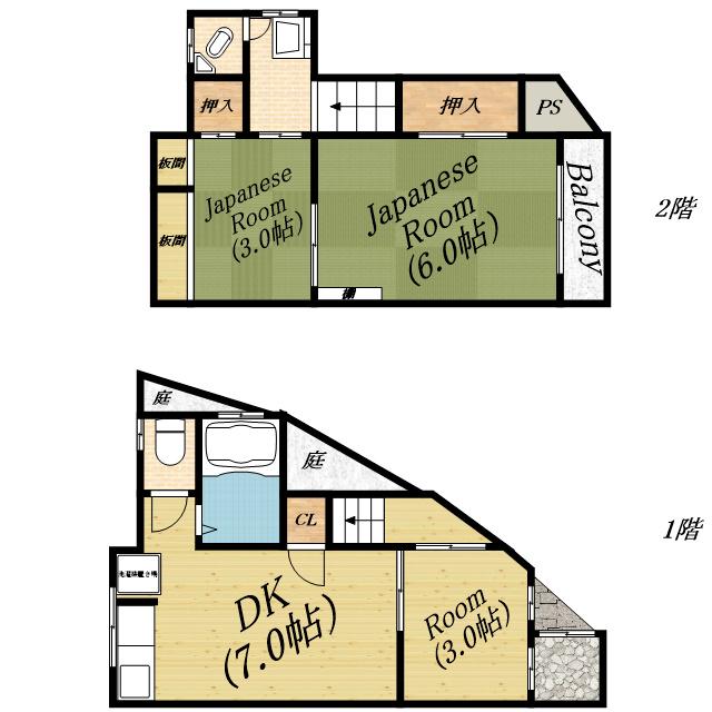 新森７丁目貸家(3DK)の間取り写真