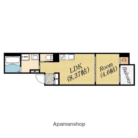 リュクス森小路(1LDK/2階)の間取り写真
