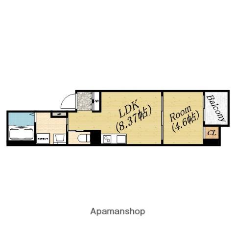 リュクス森小路(1LDK/3階)の間取り写真