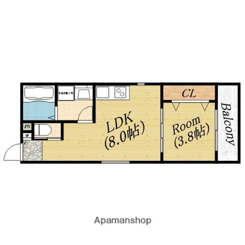 D-004(1LDK/3階)の間取り写真