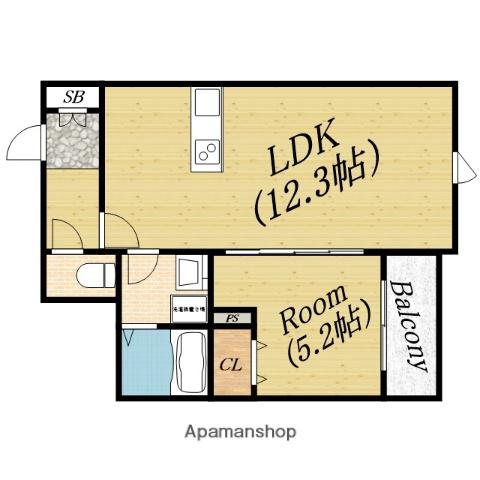 グロワールひまりⅡ(1LDK/1階)の間取り写真