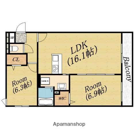 ソルジェンテ中宮(2LDK/3階)の間取り写真