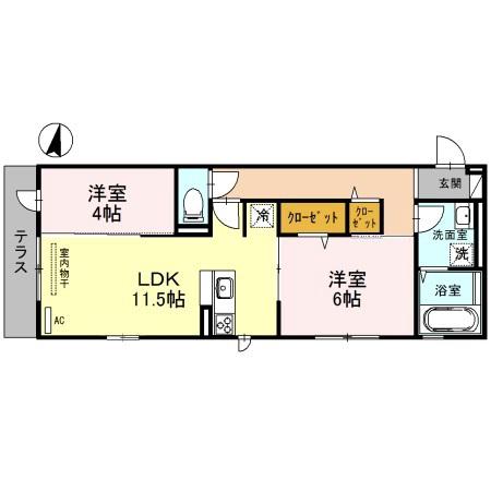 プリズム(2LDK/1階)の間取り写真