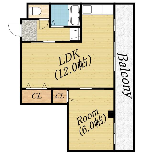 橘第二マンション(1LDK/1階)の間取り写真