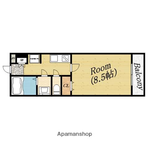 ディアコート中宮(1K/1階)の間取り写真