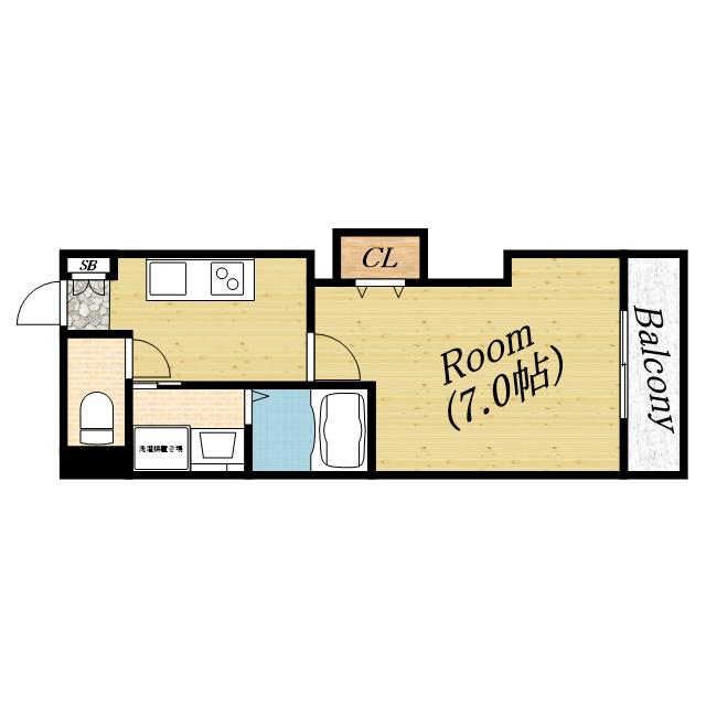 みおつくし城北(1K/3階)の間取り写真