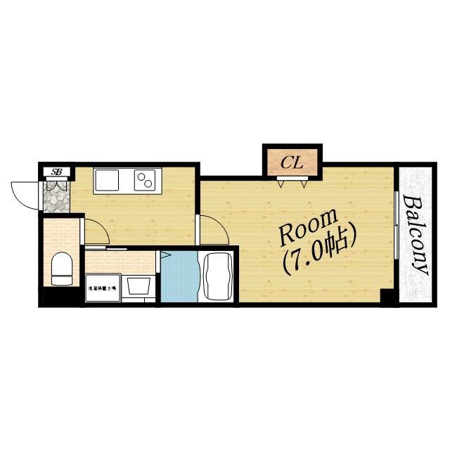 みおつくし城北(1K/3階)の間取り写真